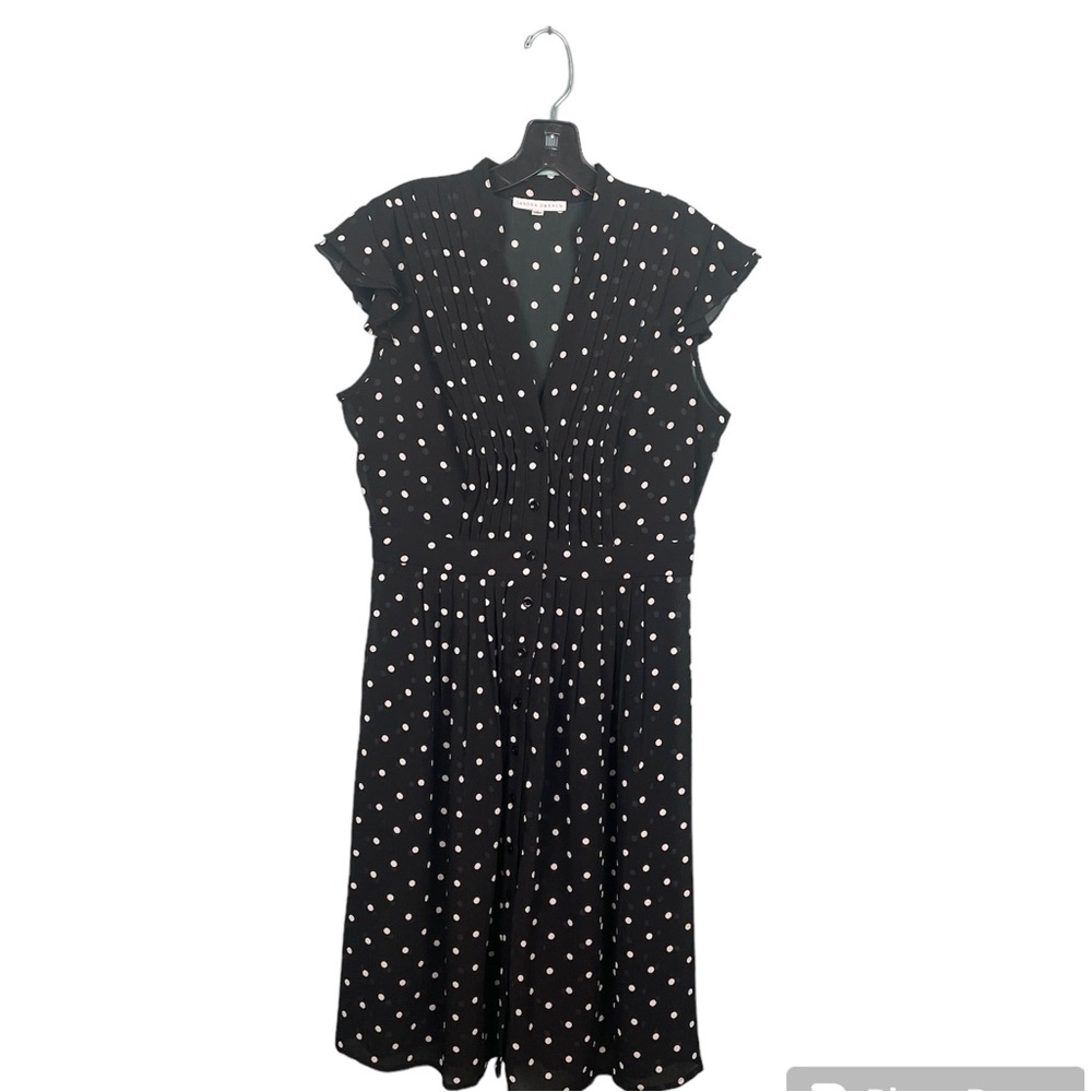 Sandra Darren Polka Dot Black and White A Line Dress women’s Size 6 Sheer